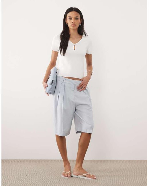 Mango White Teen Button Detail Short Sleeve Knitted Top