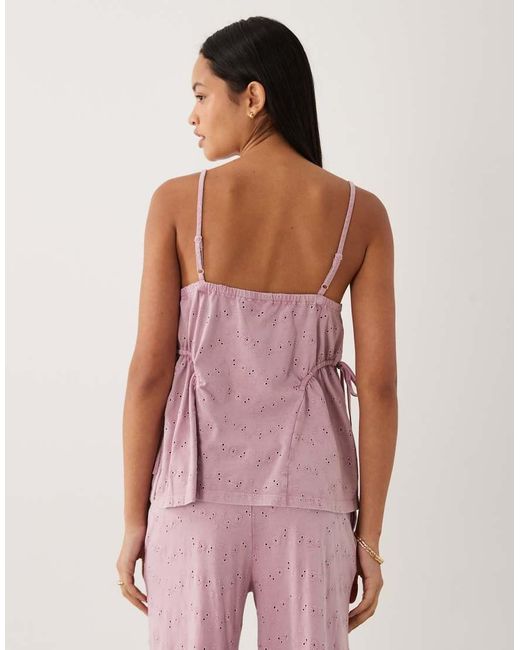 ASOS Purple Tie Side Pleat Detail Broderie Vest Co-ord