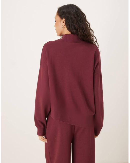 Sudadera Con Cuello Alzado Y Bajo Asimétrico De Tejido Entrelazado De -Morado ASOS de color Red
