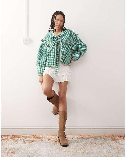 Reclaimed Vintage Green Bed Jacket With Ties