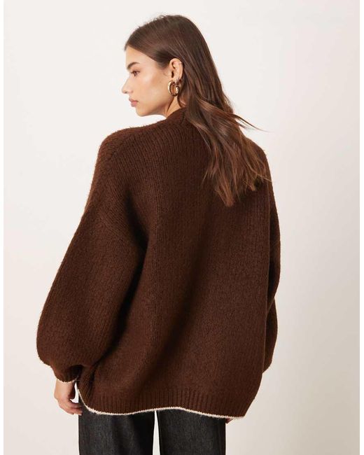 ASOS Natural Chunky Edge To Edge Cardigan With Tipping
