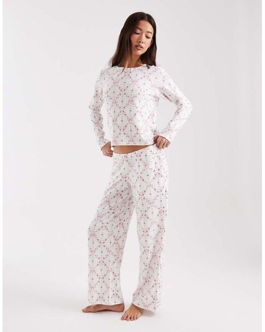 Hollister Pink Low Rise Wide Leg Pyjama Bottoms Co-ord