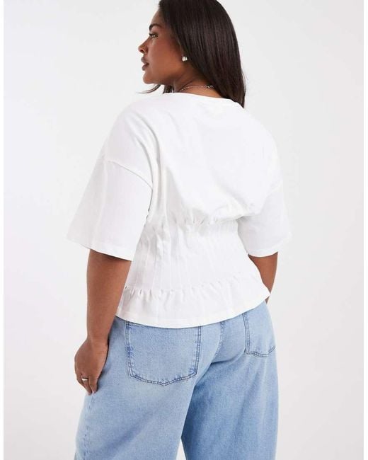 ONLY White Ruched Cinched Waist Top