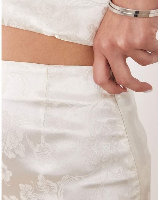 The Frolic Natural Exclusive Satin Floral Jacquard Column Maxi Skirt