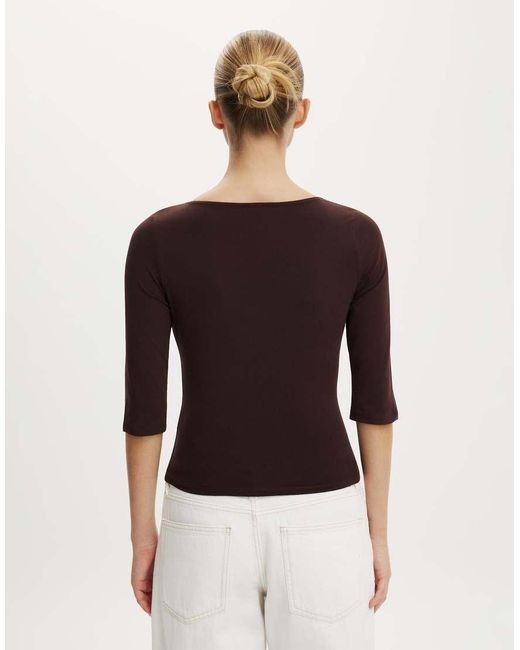 Cotton On Black Maple V Neck 3/4 Sleeve
