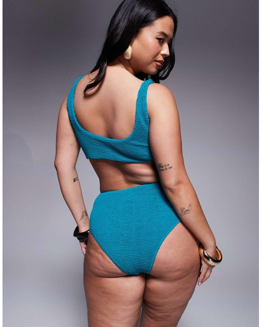 Moda Minx Blue Curve Scrunch Brazilian Bikini Bottom
