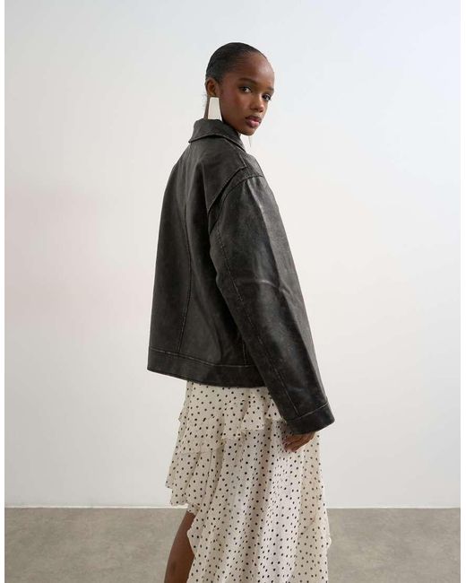 TOPSHOP Blue Pu Zip Through Jacket