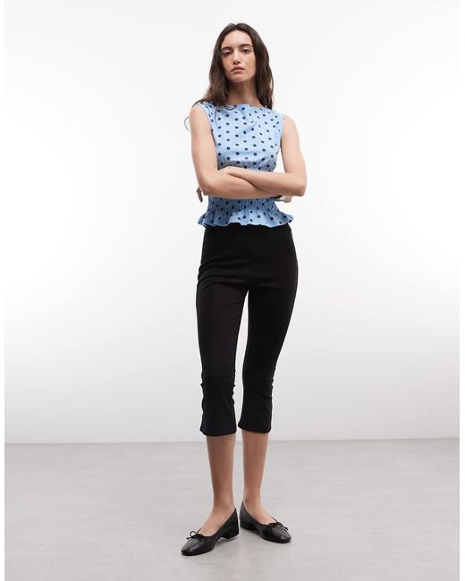 Collusion White Shirred Slash Neck Polkadot Top
