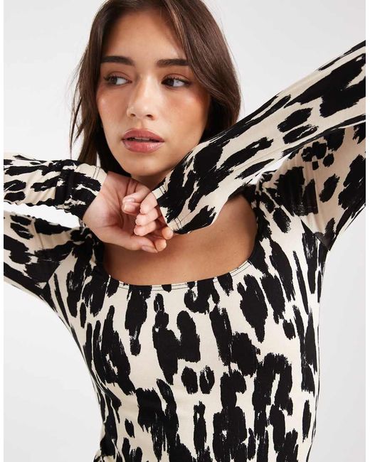 Miss Selfridge Multicolor Drop Waist Long Sleeve Mini Dress