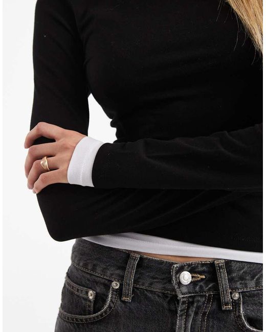 ASOS Black Long Sleeve Double Layer Top