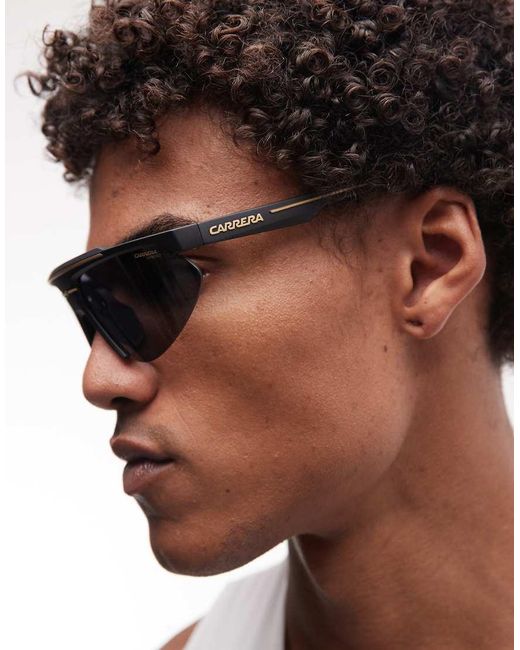 Carrera Black Carrera Sport Rectangular Flat Top Sunglasses With Lenses for men