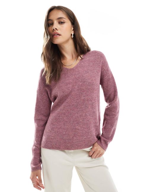 Pull à col v - foncé ONLY en coloris Purple