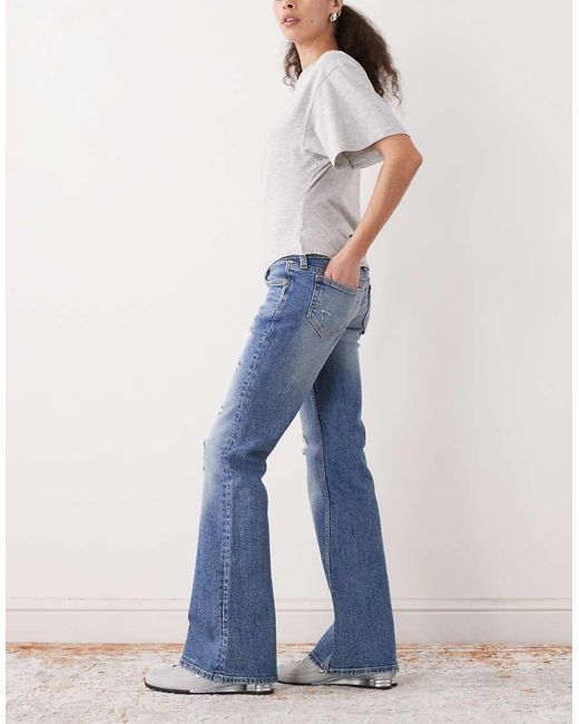 Weekday Blue Distressed Bootcut Flared Jeans