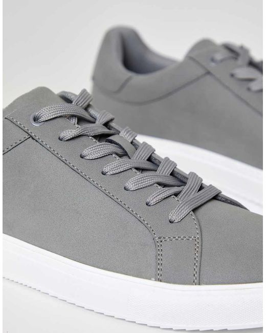 Threadbare Gray Faux Suede Court Trainers for men