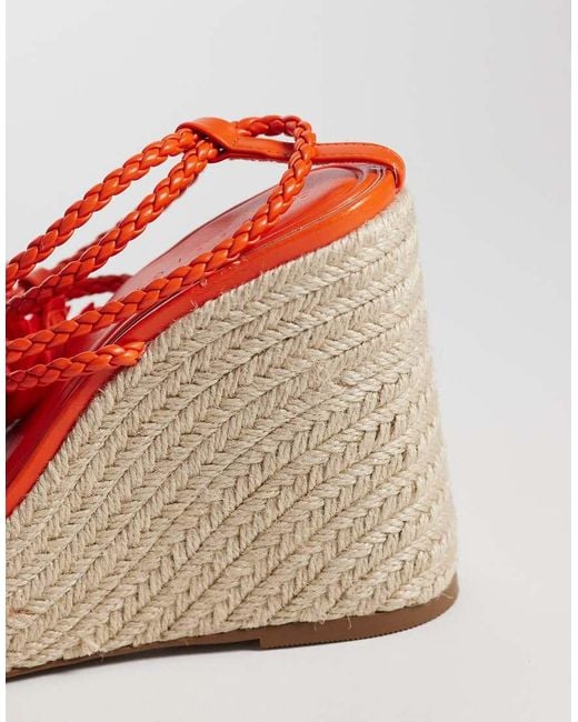 ASOS Red Topaz Square Toe Wedge With Flower Trim