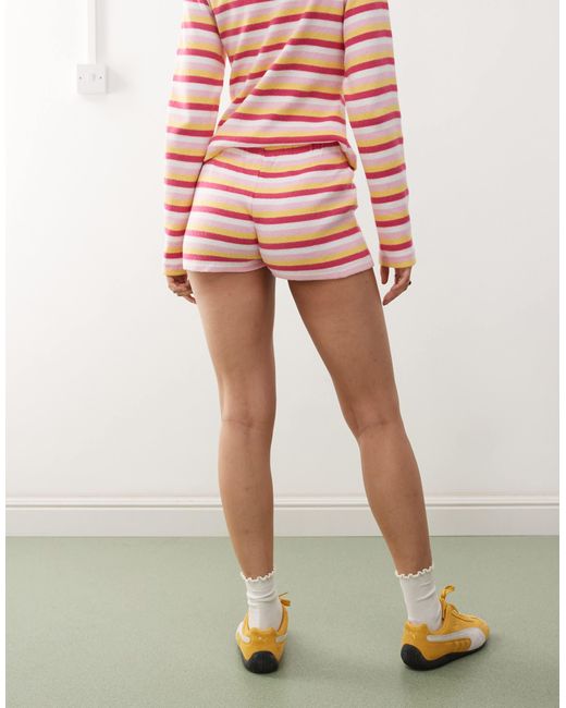 Reclaimed (vintage) Pink – hotpants mit en streifen, kombiteil