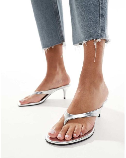 Mango Blue Toe Thong Heeled Sandal