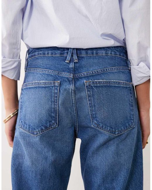 GOOD AMERICAN Blue Good Waist Vintage Straight Leg Ankle Length Jeans