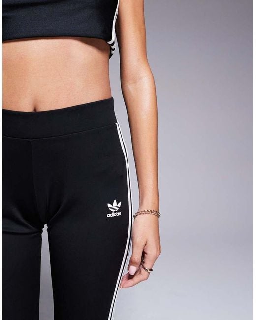 Adidas Originals Black Three Stripe Flared Leggings