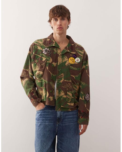 Ahmisa - veste vintage à motif camouflage avec broderies et broches Deus Ex Machina pour homme en coloris Green