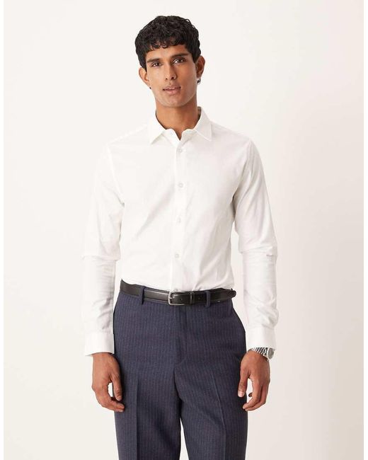 ASOS White Easy Iron Royal Oxford Slim Shirt for men