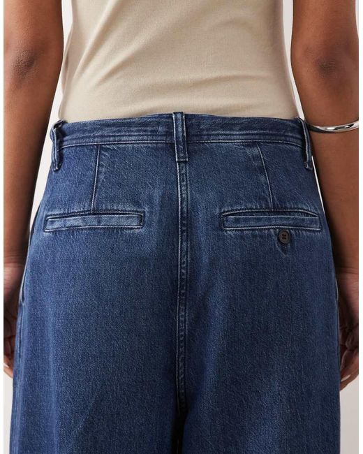 ARKET Blue Wide Leg Pleated Jeans