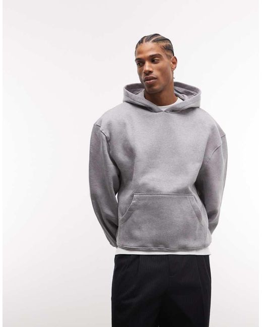 ASOS Gray Premium Heavyweight Oversized Hoodie for men