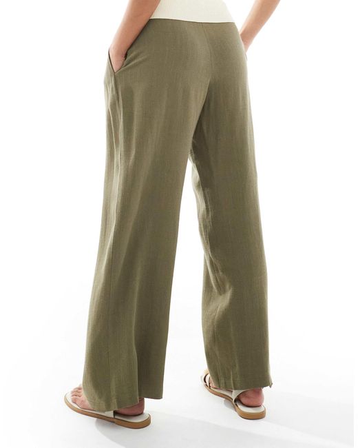 Pantalon large ajusté en lin mélangé - kaki Miss Selfridge en coloris Green