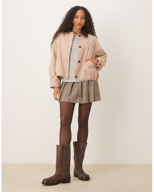 ASOS Pink Bomber Jacket With Chocolate Collar