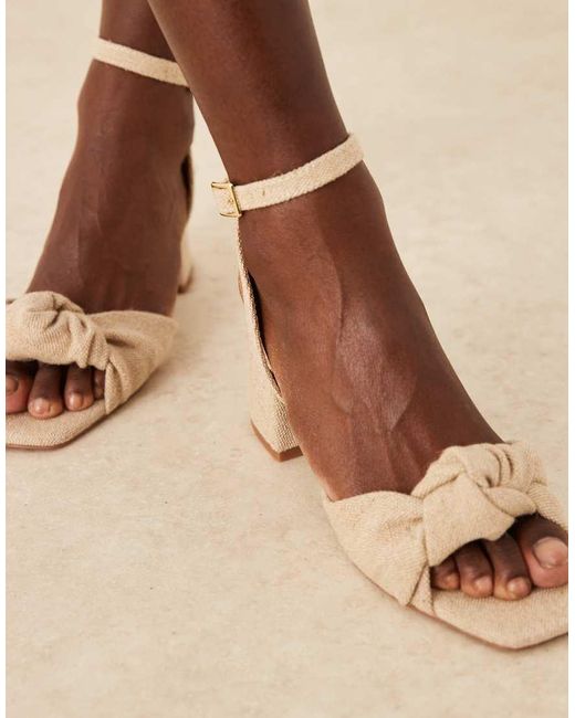 Asos Design Wide Fit Brown Hansel Knotted Mid Heeled Sandals
