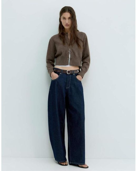Pull&Bear Kort Vest Met Knopen in het Blue