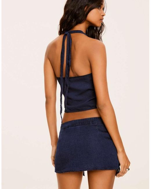 Bershka Blue Mini Denim Skort