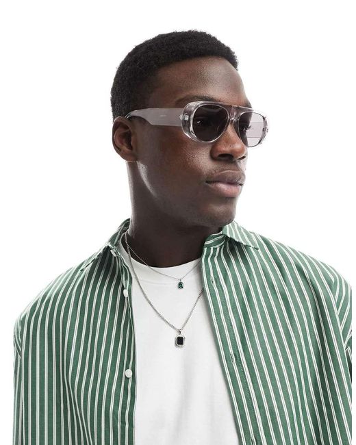 ASOS Green Aviator Sunglasses for men