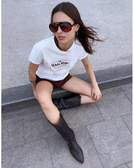 Bershka Gray Short Sleeve T-shirt With Print