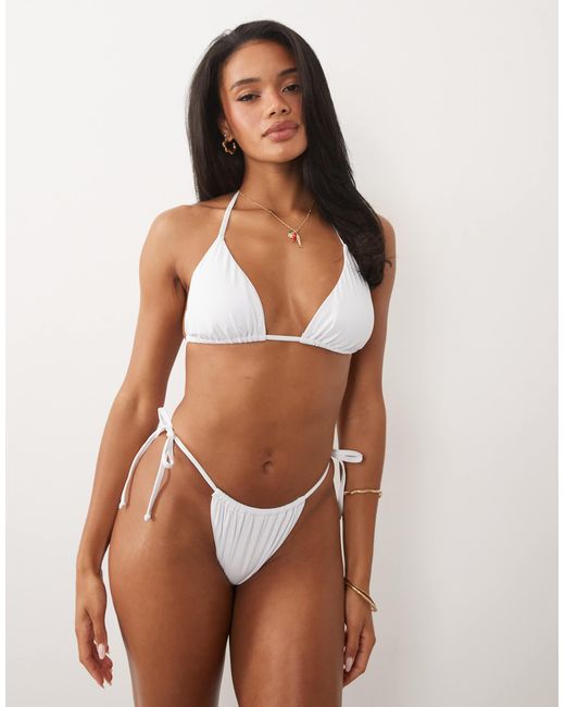 Threadbare Brown Tie Side Triangle Bikini Set