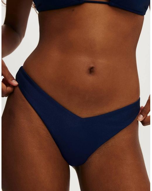 Cotton On Blue Dip Front High Side Brazilian Bikini Bottom
