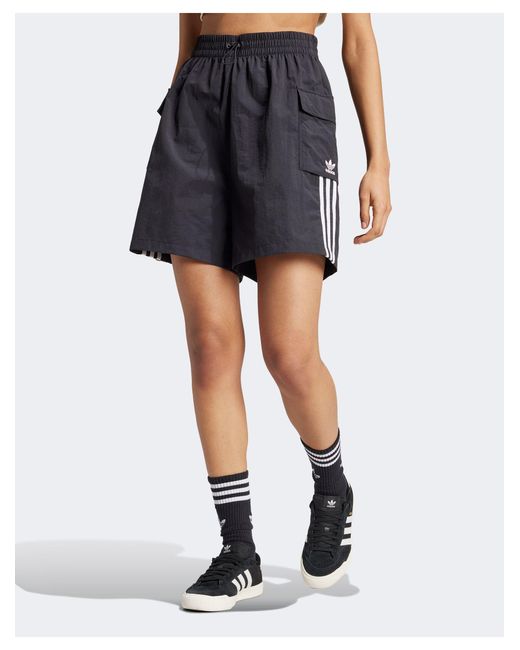Adidas Originals Black 3 Stripe Cargo Shorts