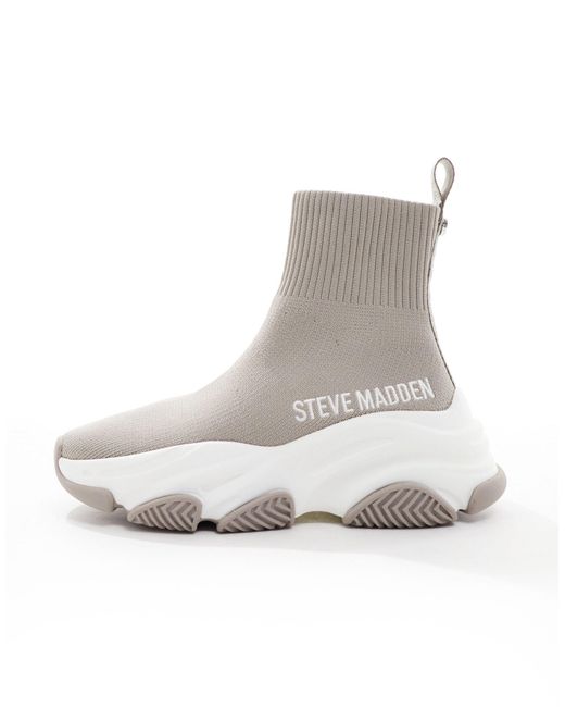 Steve Madden White Prodigy Knitted Sock Trainers
