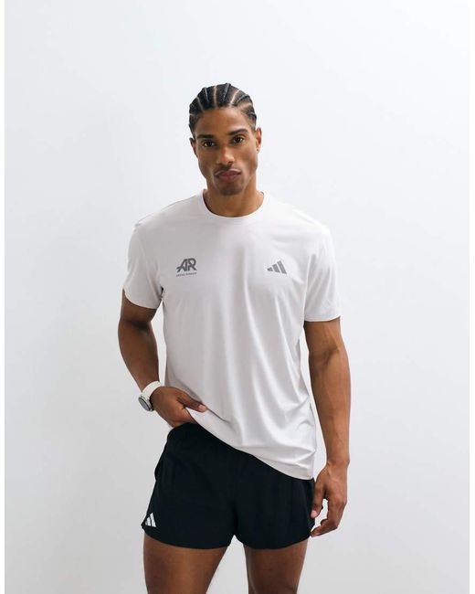 Adidas Originals White Adidas Running Adi365 Ar T-shirt With Back Print for men