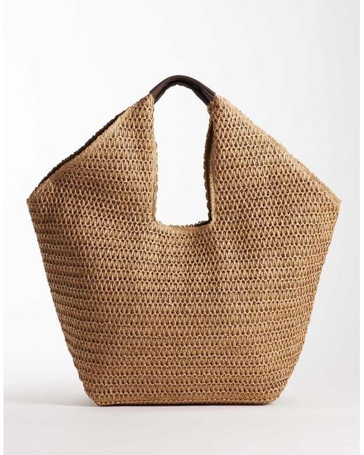 ASOS Brown Straw Oversized Vase Tote Bag