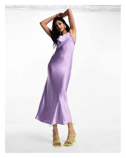 & Other Stories Purple Bias Cut Midi Dress