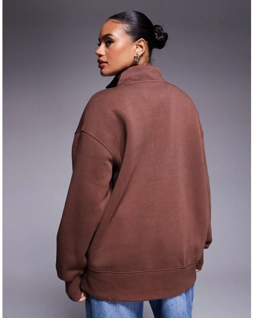 Nike Brown Phoenix Fleece Oversized Quarter Zip Sweater
