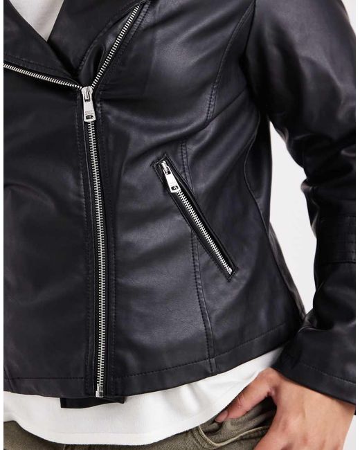 ONLY Black Faux Leather Biker Jacket
