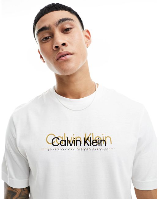 Calvin Klein White Logo T-shirt for men
