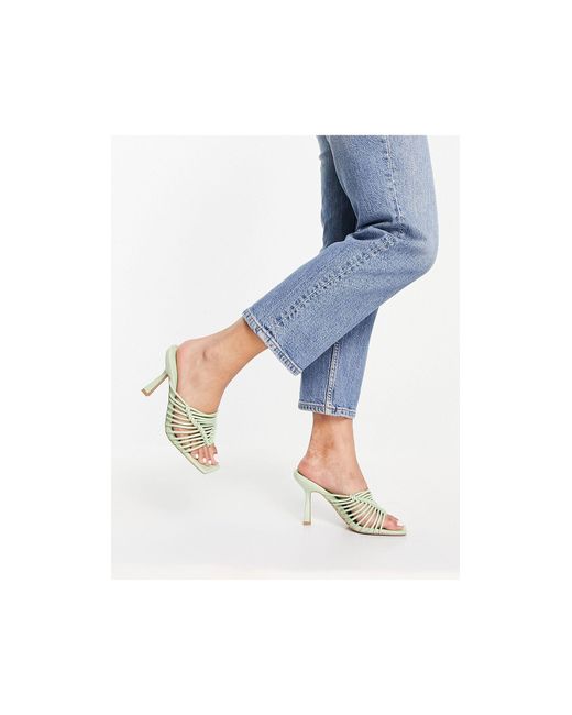 ASOS Nyle - Muiltjes Met Hoge Hak En Dunne Gekruiste Bandjes in het Blauw -  Lyst