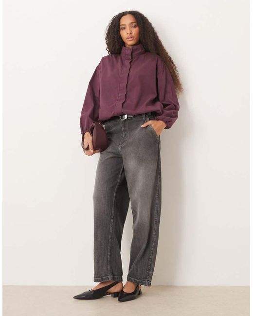 ASOS Purple Funnel Neck Sports Jacket With Gathered Hem
