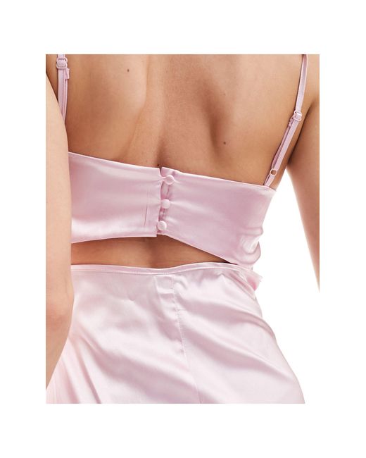 Vero Moda Pink Satin Cami Babydoll Maxi Dress With Cut Out Back