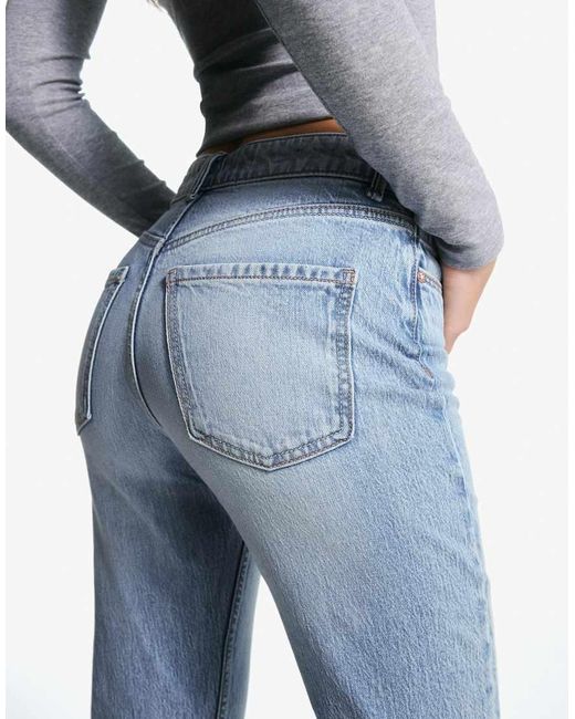 Bershka Blue High-waist Comfort Mom Jeans