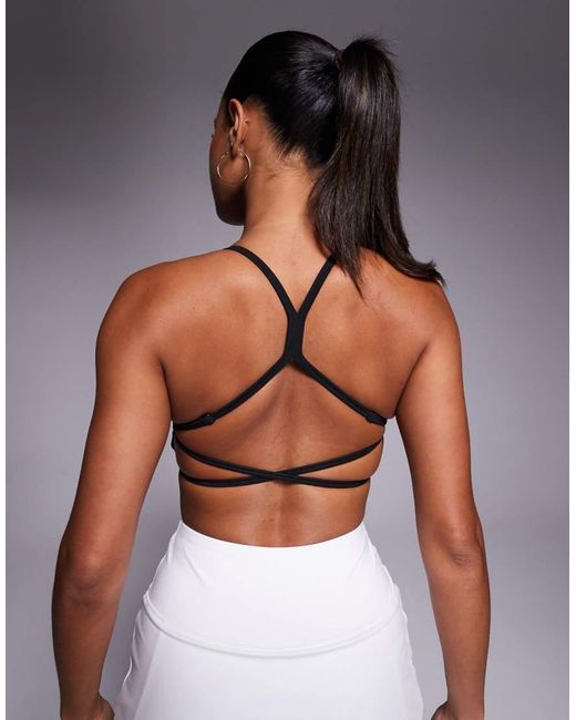 4505 Black Cross Back Light Support Sports Bra