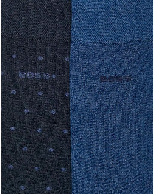 Boss Blue Boss Bodywear 2-pack Logo Crew Bamboo Socks for men